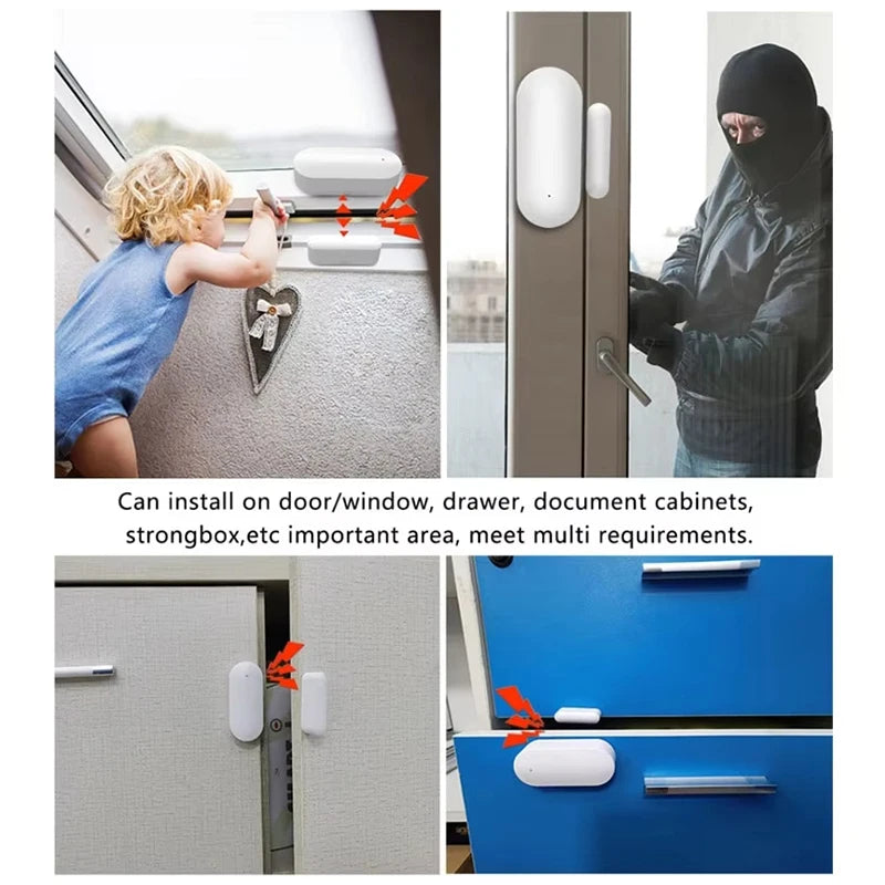 Smart Wifi Door Sensor Smart Home Open Close Detector Smartlifeapp Control Notification Compatible with Alexa Google Home