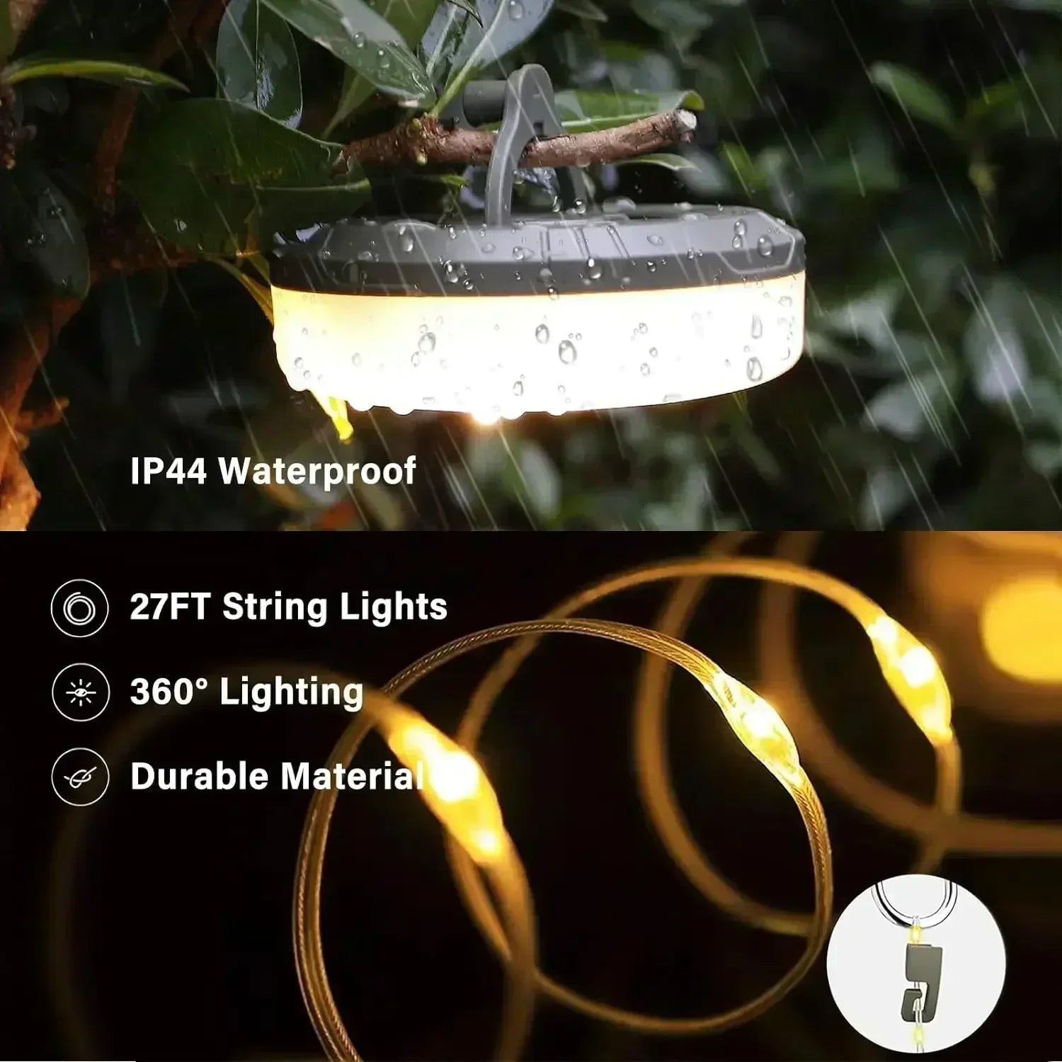 Versatile 4-In-1 LED Camping Light & String Lights - Eco-Friendly USB Atmosphere Decor for Garden, Tent, and Room