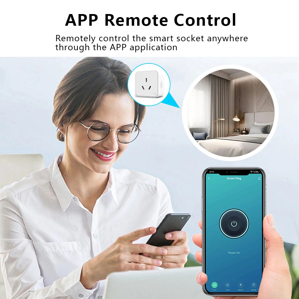 Tuya Smart Zigbee Socket AU Plug 3 Pins 16A Home Outlet with Power Monitoring Timing Voice Control Works with Alexa Google Home